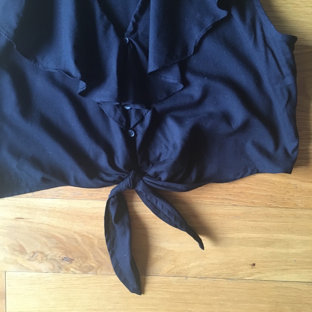 & Other Stories Ruffle Crop Top Tie Black Size 8 - Picture 4 of 8
